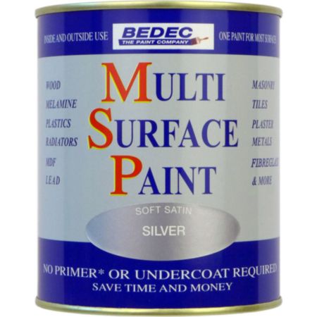Bedec Multi Surface Paint Soft Satin Silver 250ml