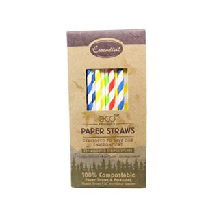 Asst Stripe Boxed Paper Straws Box 250