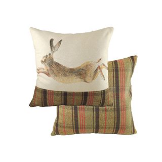 43CM HUNT LEAPING HARE CUSHION